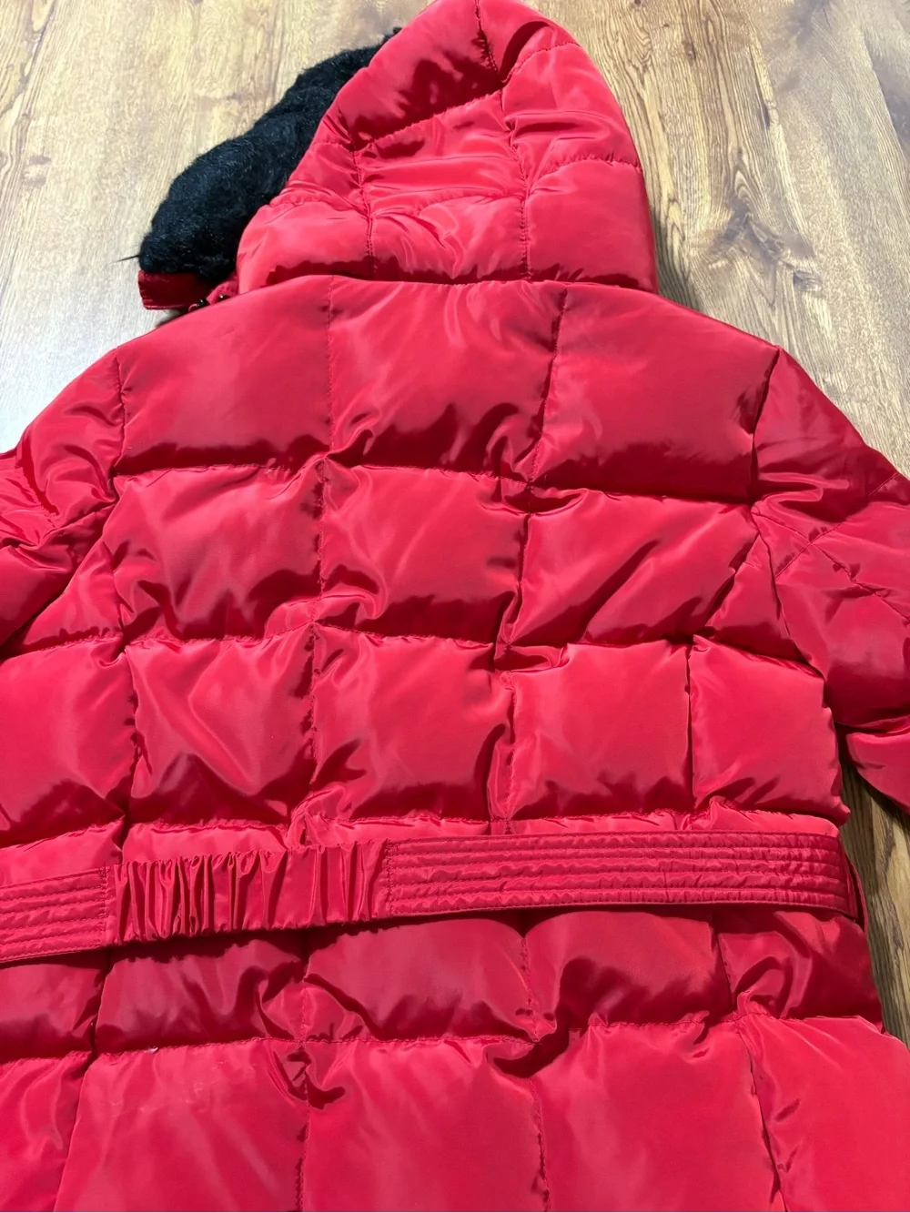 Michael Michael Kors Red Belted Long Puffer Coat Sz. Medium